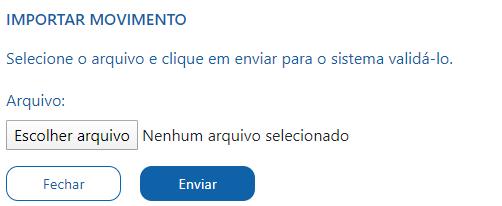 Tela do livro fiscal do tomador