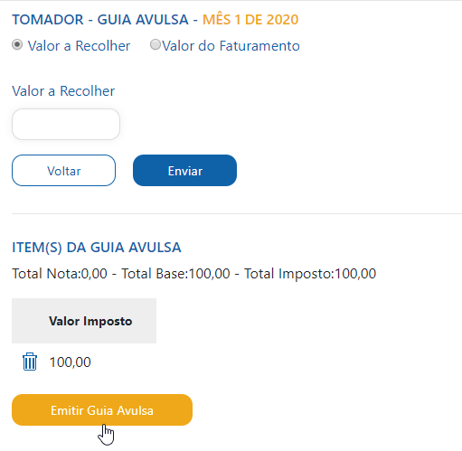 Tela de consulta de escrituração do prestador